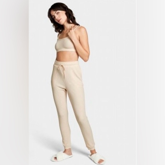 Victoria's Secret Pants - Victoria's Secret/PINK Ribbed Thermal Jogger Tan Lounge Pants Size XXL & XL